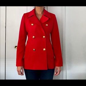 SALE C Wonder Double Breasted Red Coat with Gold buttons XS